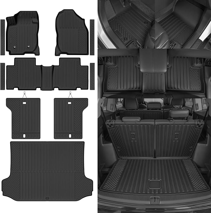 Custom Fit Floor Mats for 2006-2012 Toyota RAV4 | All Weather TPE Floor Liners & Trunk Mat & Backrest Mats & Door Sill Guard | Odorless Full Set Interior Accessories