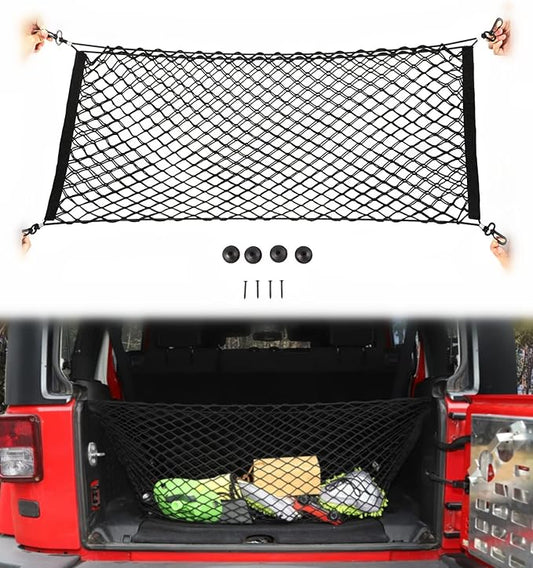 Voodonala 40 x 18 Universal Cargo Net Organizer, Elastic Mesh Trunk Storage Envelope for Pickup Truck Bed, SUV Rear Cargo Area Divider Compatible with Bronco Sport, Jeep, Dodge, Toyota