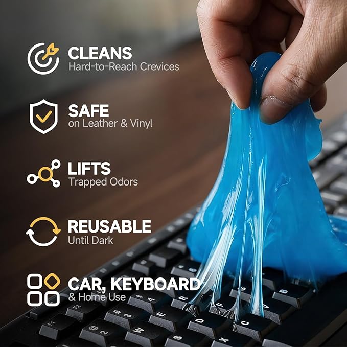 toretark Car Cleaning Gel Reusable Interior Car Cleaner Putty, Natural Auto Detailing Slime for Vents & Crevices, Universal Car Accessories Gift for Men & Women, Blue