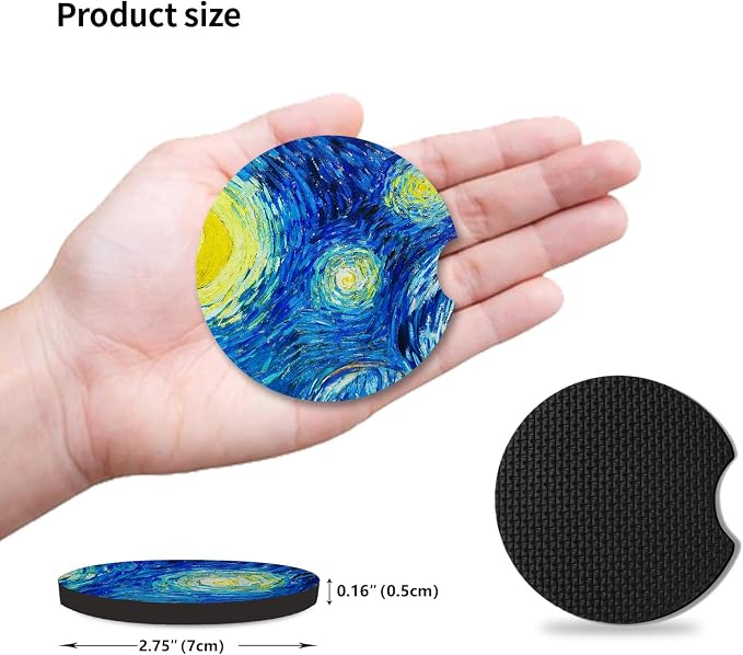 Car Cup Holder Coaster,Absorbent The Stars Rubber New Automotive Cup Holder Decal Decor Car Accessories for Women Men.Pack of 2
