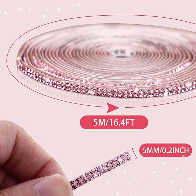 Bling Car Trim Self-Adhesive 16.4Ft, Rhinestone Car Accessories for Women, Car Bling Interior Exterior Decoration, Car Decorations Rhinestone Door Stickers (Pink) | Car Accessories for Women, Cute Sparkly DIY, Interior Exterior Decor, Diamond Decoratio...