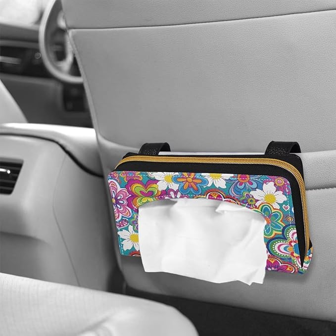 Cartoon Hippie Flower Car Visor Napkin Holder Mask Holder Car Sun Visor Napkin Holder Car Standard Tissue Holder