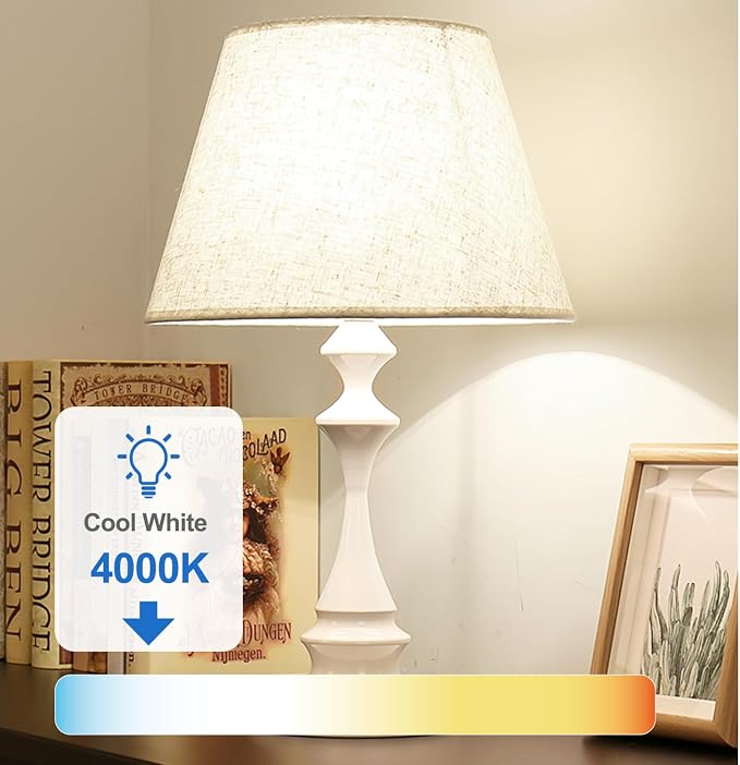 TJOY 6 Pack A19 LED Light Bulbs, 60 Watt Equivalent LED Bulb, Efficient 9W, Cool White 4000K, E26 Standard Base, Neutral White Lightbulb, Non Dimmable, Energy Saving, 800LM, 80 CRI, 120V, UL Listed