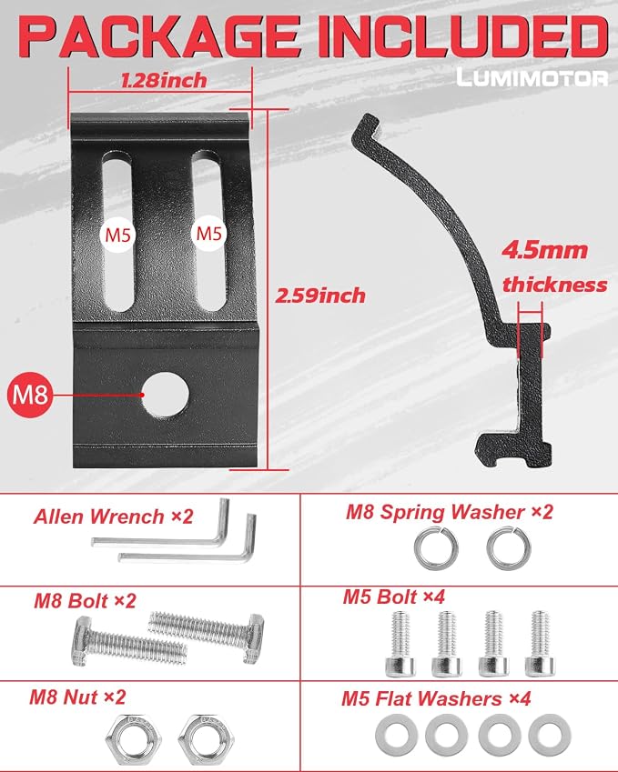 Light Bar Mounting Brackets, 2PCS Universal Base Mount Bracket Kits Adjustable for LED Pod Lights Cubes Fog Light Bar - 2 Years Warranty