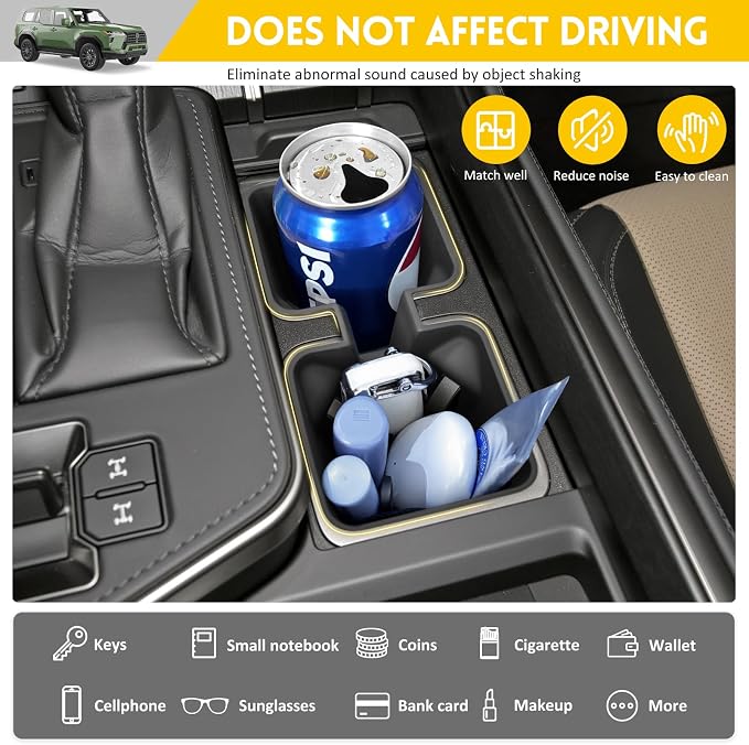 Cup Holder for 2024 2025 Lexus GX550 Center Console Cup Holder Insert Silicone Cupholder Coaster Liner for 24 25 GX 550 Interior Accessories Black
