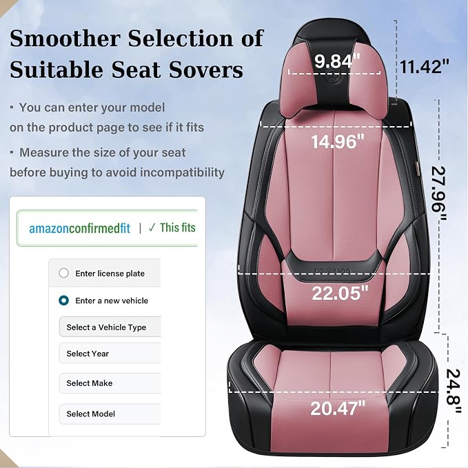 Coverado Car Seat Covers, Seat Covers for Cars, Waterproof Leather Auto Seat Protectors, Leather Car Seat Cushion, Car Interiors Accessories Universal Fit for Most Cars