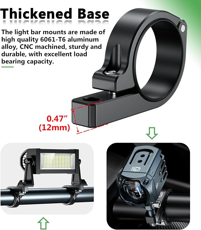 VAZESWIN 2PCS UTV Light Bar Mounts, Off-Road Light Bar Mounting Brackets | Aluminium Alloy, 360° Adjustable Bar Clamps for 1.5"/1.75"/1.85"/2"/2.1" Roll Cage Roof Rack Bumper, for ATV Jeep Boat Truck
