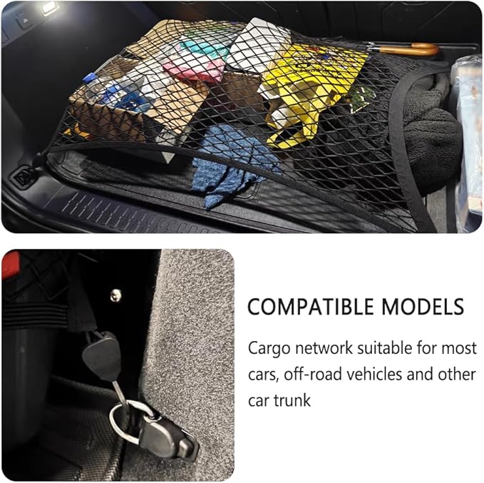 Cargo Net for SUV,Upgraded Highly Elastic Truck Cargo Net with Trunk Net Hooks - Stretch to 62.99"X47.24",Premium Truck Bed Netting for Cargo for Car Organizer and Storage (31.1"x22.8")