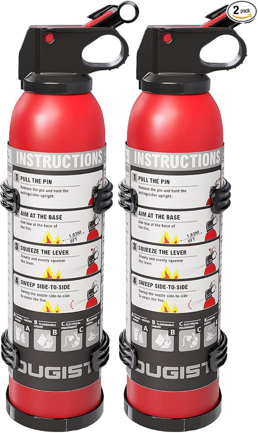 Small Fire Extinguisher for Home & Car – (2-Pack, 1.32lb Each) Portable ABC Chemical Powder Fire Extinguishing Spray | For Kitchen Grease, Electrical, Vehicle & Garage Fires, Easy to Use