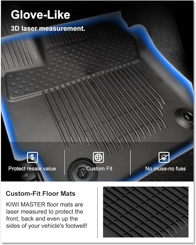 Kiwi Master Floor Mats for 2020-2026 Toyota Corolla Sedan/Hatchback | OEM Replacement PT908-12190-02, Custom Fit All Weather Car Mats, Heavy Duty TPE Floor Liners, Front & Rear 2 Row Set, Black