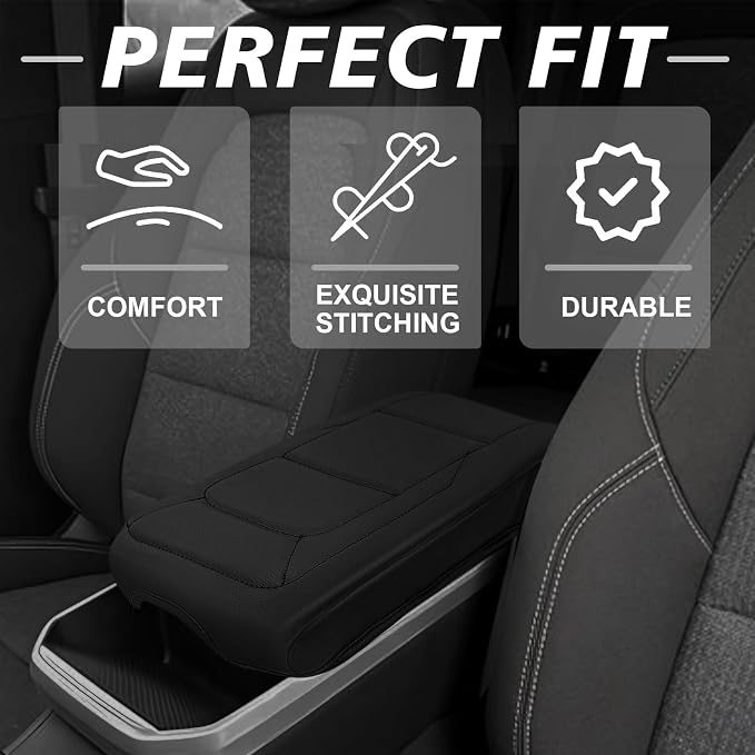 Muslogy Center Console Armrest Cover Fit for GMC Terrain 2025 2026 Accessories, Comfort Armrest Pad Console Lid Cushion Vegan Leather Regular Thick