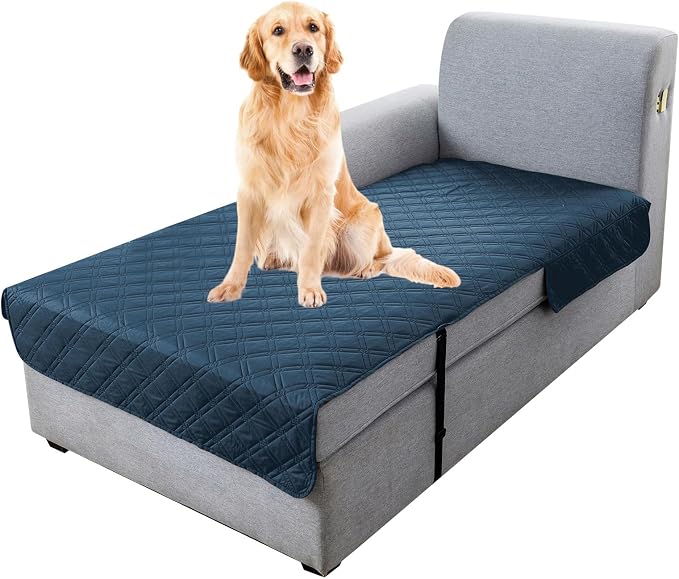 Genina L Shape Couch Cover, Sectional Couch Chaise Covers, Waterproof Washable Sofa Covers for Left L Shape Chaise Lounge, Anti-Slip Sofa Slipcovers for Dogs Cats Pet Friendly(Peacock Blue)