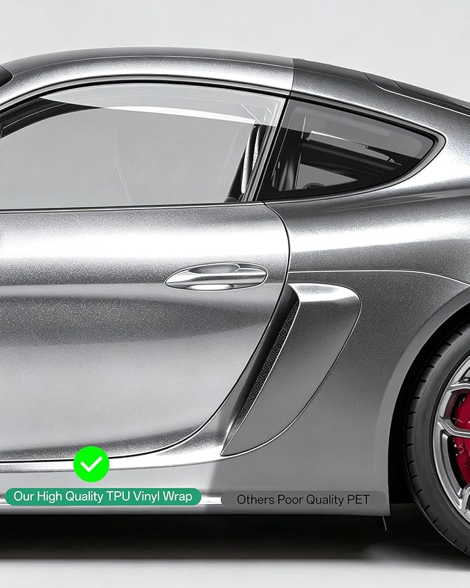 PPF, Dry Apply TPU PPF Vinyl Car Wrap Roll 1ft x 5ft, Paint Protection Vinyl Film (Gloss GT Silver)