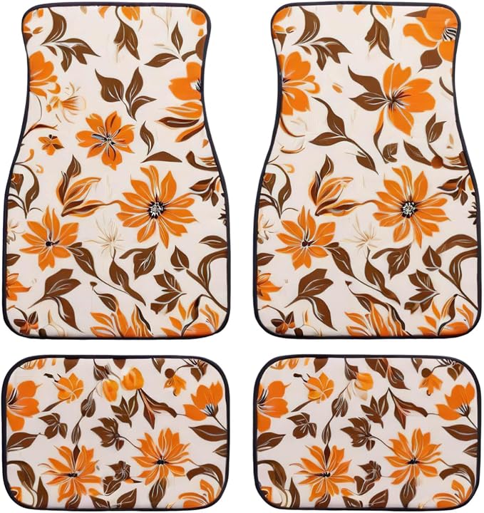 Car Floor Mats Non-Slip Automotive Floor Mats All-Weather Front Rear Car Floor Foot Mat Sets of 4 Pieces Foot Mats Rugs Carpet for Car Trucks SUV Sedans (Fall-01)