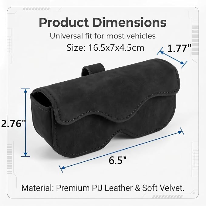 Car Seat Side Tissue Holder, Lightweight Leather Tissue Box Holder, Multi-purpose Hanging Storage Box for Sunglasses Tissues, Universal Interior Accessories for Seat Back Headrest (Black)