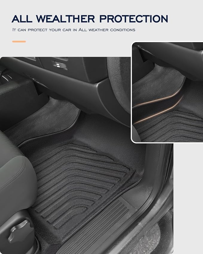 CreekT® Floor Mats for Chevy Silverado & for GMC Sierra 2007-2013 (Extended Cab Only,Not Hybrid) 1500, 2500HD, 3500HD, All Weather Waterproof TPE Floor Mats for Chevy Silverado Accessories 2007-2013