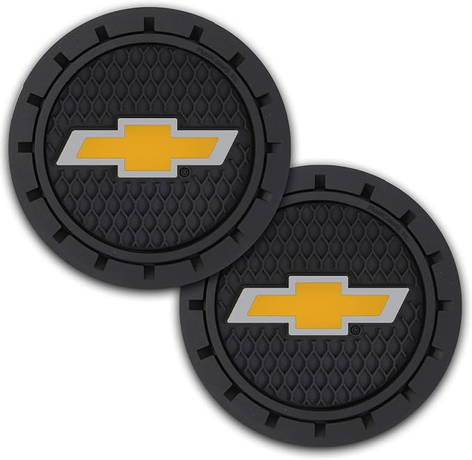 Plasticolor 000648R01 Chevrolet Bowtie Gold Cup Holder Coaster, Black