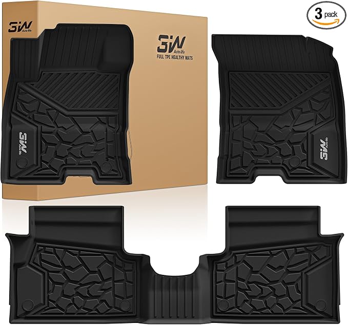 3W Floor Mats Fit for Ford Maverick Hybrid 2022-2025 2026, TPE All Weather Custom Fit Floor Liner Car Accessories 1st and 2nd Row Full Set Car Liners (Only for Hybrid)