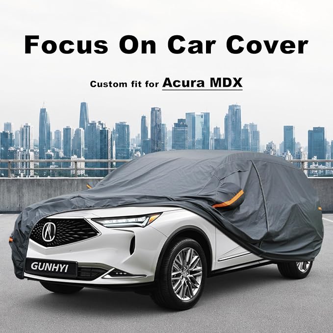 GUNHYI Premium Car Cover Custom Fit Acura MDX (2007-2026), 16 Layers Heavy Duty Car Cover Waterproof All Weather with Zipper Door for Sun Rain Snow Dust Uv Protection