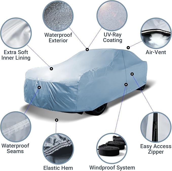 iCarCover Custom Car Cover for 1964-1967 Chevy El Camino Waterproof All Weather Rain Snow UV Sun Hail Protector for Automobiles, Automotive Full Exterior Indoor Outdoor Car Cover