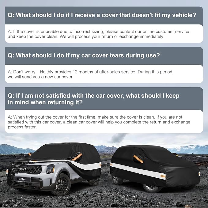 10 Layers SUV Car Cover Custom Fit for Kia Telluride (2016-2026), Waterproof All Weather for Automobiles, Outdoor Full Cover Sun Dust Rain Protection with Cotton. Black