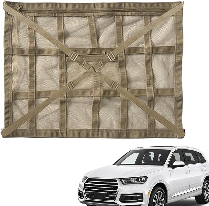 Car Ceiling Cargo Net, Strengthen Load-Bearing Car Roof Storage Organizer,Reduce Sagging of Car Roof Mesh Storage Organizer,Camping Gear Must Haves Cargo Net for Car