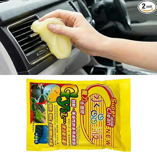 Craedli 2PCS Car Cleaning Gel Auto Detailing Putty, Universal Car Interior Cleaner Slime, Reusable Dust Remover Cleaning Supplies Kit Tools for Air Vents Keyboards, Car Accessories Presents (Yellow)