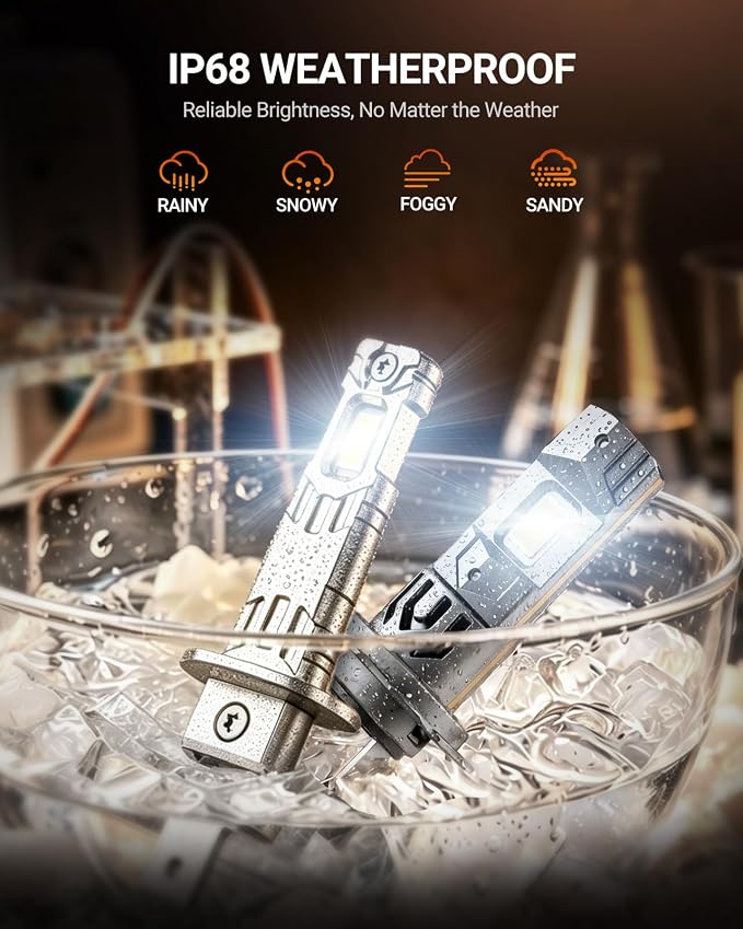 SEALIGHT H1 H7 LED Bulbs Combo, 180,000LM 6500K Cool White H7 H1 Light Bulbs, 70K+Hrs Lifespan High Quality Copper Substrate Cooling System, 1:1 Size Easy to Install, Pack of 4