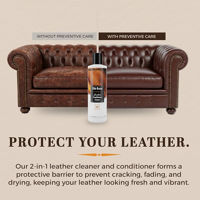 Leather Cleaner and Conditioner 8 Fl Oz | Cleans, Conditions, Protects | Prevents Drying, Cracking & UV Fading of Leather Jackets, Furniture, Car Seats, Purses