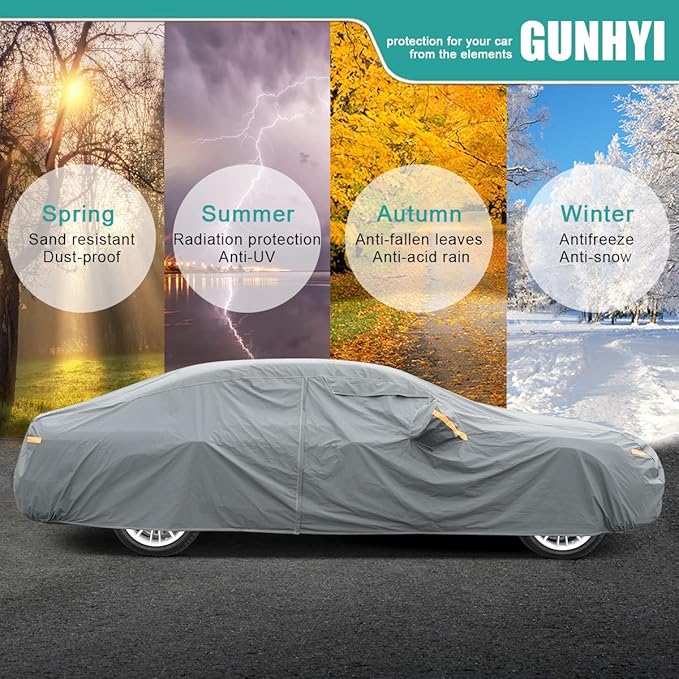 GUNHYI Premium Car Cover Custom Fit Tesla Model S (2012-2026), 16 Layers Heavy Duty Car Cover Waterproof All Weather with Zipper Door for Sun Rain Snow Dust Uv Protection