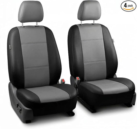 FH Group Car Seat Covers PU Leather Seat Covers Front Pair Set for Interior, Easy to Install Black Automotive Seat Covers – Universal Fit Interior Accessories for Cars Trucks and SUVs PU001102