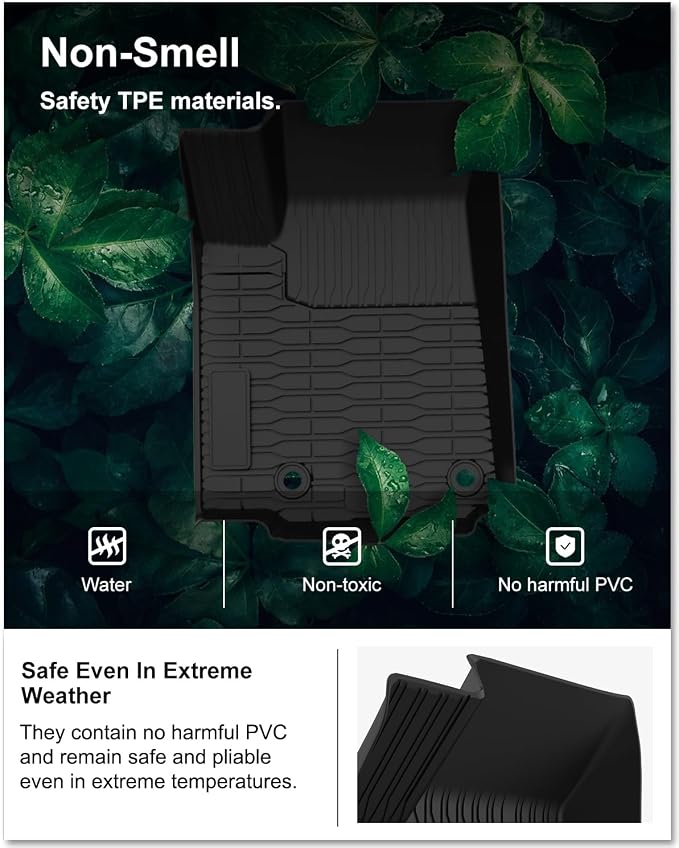 Kiwi Master Floor Mats for 2022-2026 Jeep Grand Cherokee/ 4xe | Custom Fit All Weather Car Mats, Heavy Duty TPE Floor Liners, Front & Rear 2 Row Set, Black