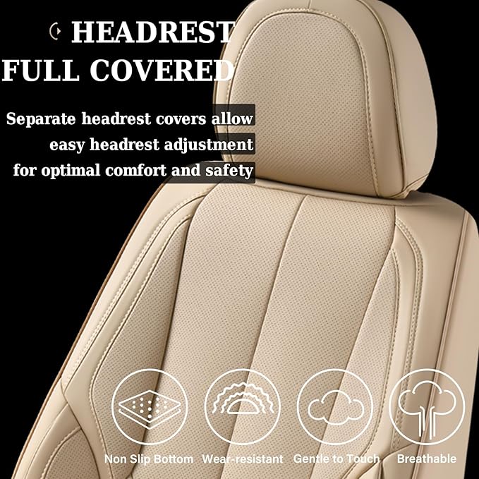 Coverado Car Seat Covers, Seat Covers for Cars, Waterproof Leather Auto Seat Protectors, Leather Car Seat Cushion, Car Interiors Accessories Universal Fit for Most Cars