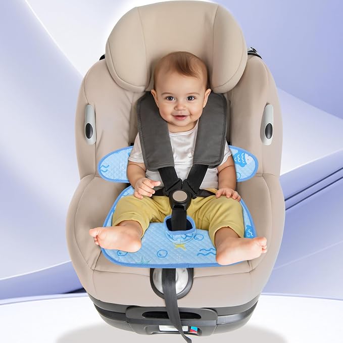 INFANZIA Dry Seat, Car Seat Protector Waterproof Carseat Liner Potty Training Toddlers, Baby and Infants, Piddle Pad for Carseats Strollers (Blue, 2 Pack)