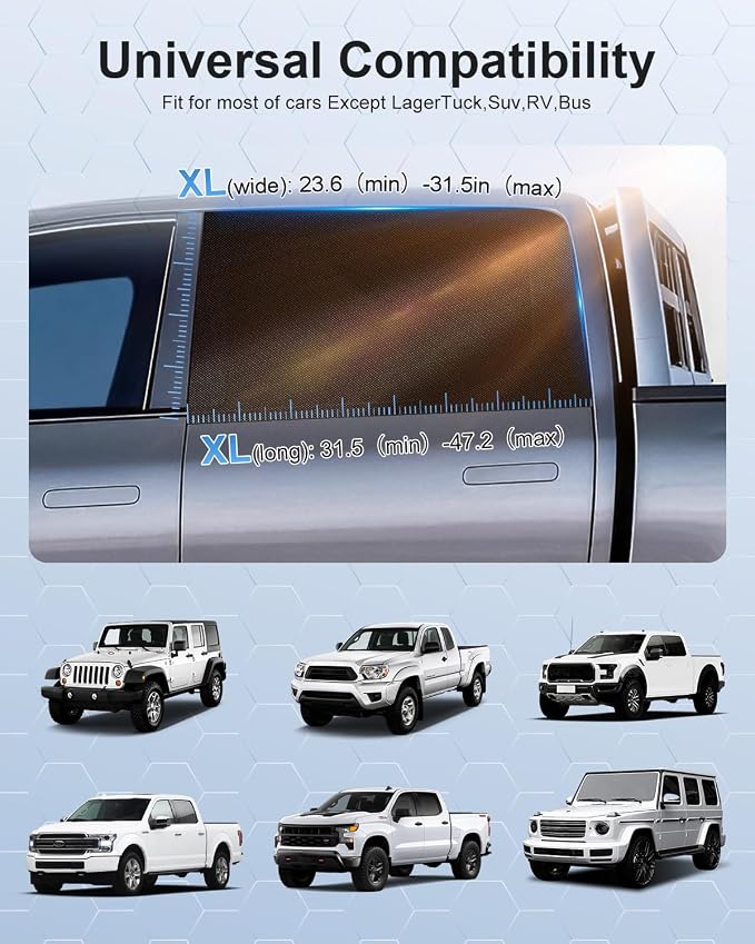 Car Window Shades(2 Pack)-Side Window Sun Shades, UV Protection Breathable Spandex Baby Window Covers, Universal Fit Most of Cars, Protect Privacy for Family-(31.5" x47.2), Black