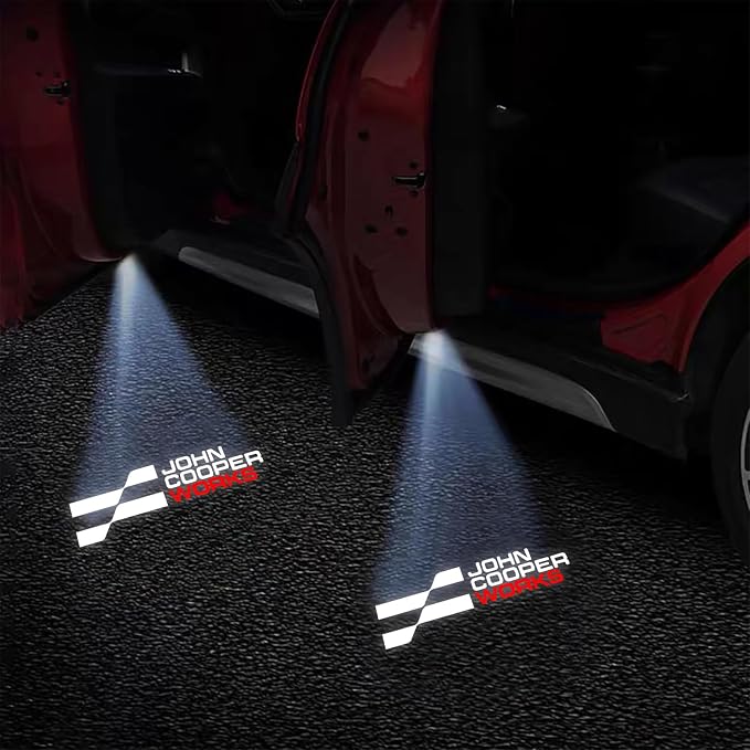 2Pcs Car Door Lights Projector for R55 R56 R57 R58 R59 R60 R61 F55 F56 F57 Car Door Logo Light Colorfast Courtesy Projector Laser Puddle lamp Welcome Lights Ghost Shadow Light Accessories (JCW)