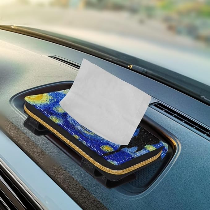 Sturdy PU Leather Visor Tissue Holder Car Sun Visor Tissue Box Holder Leather Napkin Holder Starry Night