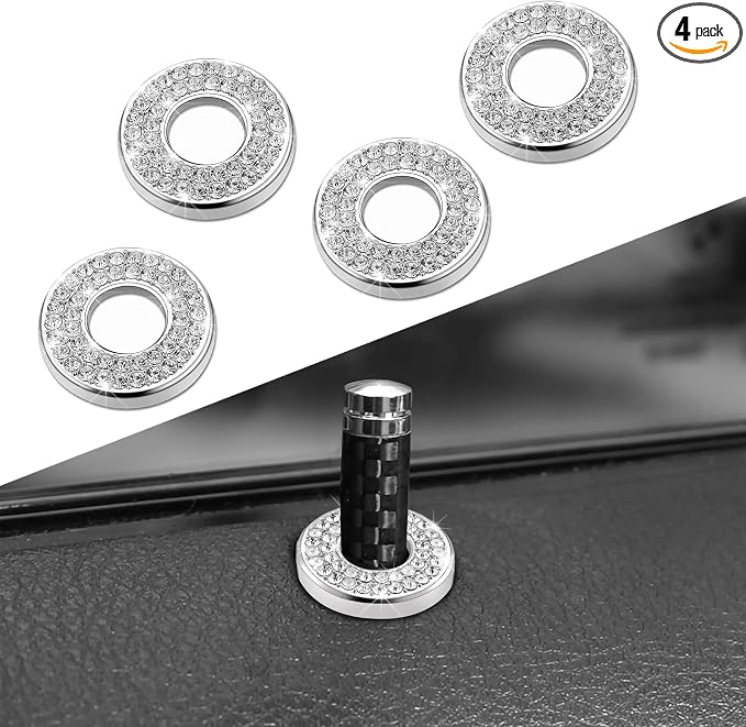 4PCS Bling Car Inner Door Lock Covers, Bling Car Accessories, Crystal Auto Decals for Women Girls, Sparkly Rhinestones Auto Door Bolt Decorations Compatible with B-e-n-z A/B/C/D/E Class
