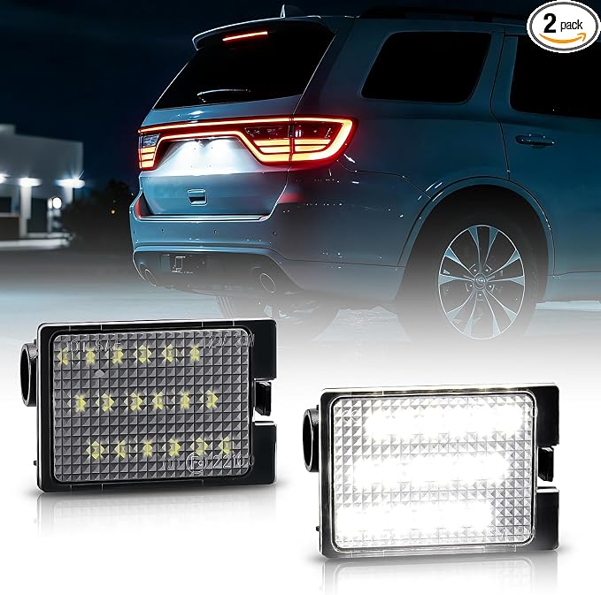 D-Lumina LED License Plate Lights Assembly Compatible with 2014-2024 Dodge Durango Pickup Truck, 6000K White 2-Pieces