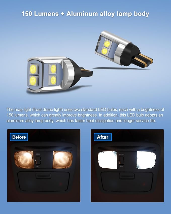 Interior LED Light Kit, 6000K Pure White Light Super Bright Map Lights & Dome Lights, Light Brightness Adjustable Bulb Package for Toyota Tacoma, 4 Runner, FJ Cruiser, Rav 4, Corolla, Prius