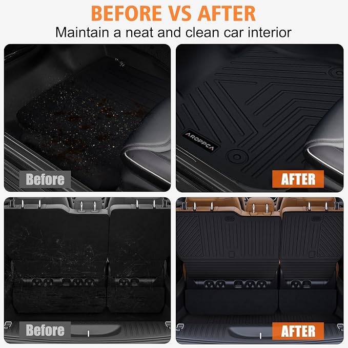 All Weather Floor Mats Cargo Liner with Backrest Mat for Chrysler Pacifica 2017-2025 Gas 7 Seater Touring (Non Hybrid & Non Pinnacle)/2020-2025 Chrysler Voyager for Pacifica Accessories