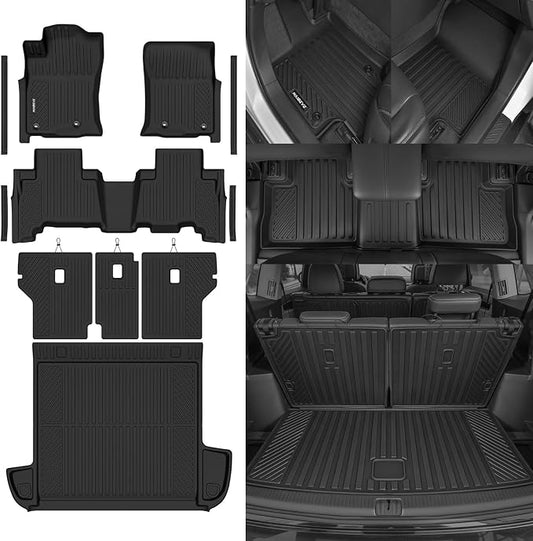 Naibeve Floor Mats for 2013-2024 Toyota 4Runner 5 Seats | All Weather Custom Fit Floor Mats, Cargo Mat, Backrest Mats, Door Sill Guards Interior Protector accessories