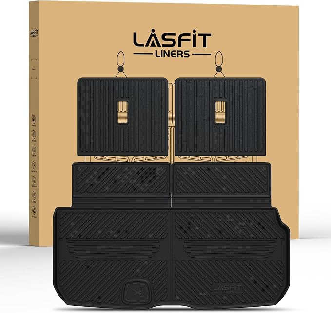 LASFIT Cargo Mat & Backrest Mat (3 Pieces) for Mercedes Benz GLS 450/580 /63 AMG 2026 2025 2024 2023 2022 2021 2020, All Weather TPE Cargo Liner Custom Fit GLS 2020-2026 Trunk Mat with Seatback