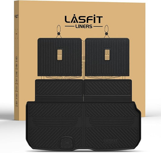 LASFIT Cargo Mat & Backrest Mat (3 Pieces) for Mercedes Benz GLS 450/580 /63 AMG 2026 2025 2024 2023 2022 2021 2020, All Weather TPE Cargo Liner Custom Fit GLS 2020-2026 Trunk Mat with Seatback