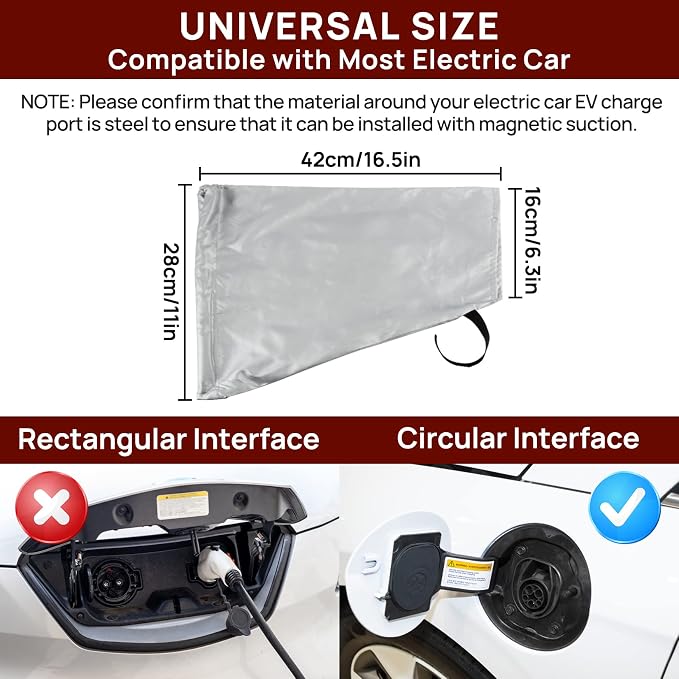 Electric Car Charger Cover, Magnetic Adhesion EV Charger Plug Cover for Most Electric Cars Outdoor Waterproof Sun UV Rain Snow All Weather Protection Electric Car Charging Port Plug Cover (Silver) | Ev cable cover, outdoor waterproof sun uv rain snow, ...