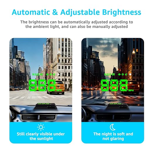 Heads up Display for Cars,Car HUD,Head up Display for Car,Car Speedometer Display,Automatic Brightness Adjustment,Speeding Alert,USB Cable Plug & Play