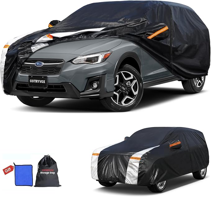 Subaru CrossTrek Car Cover 100% Waterproof All Weather, Gift with Towel, 10 Layers SUV Car Cover Custom Fit 2013-2026 CrossTrek, Outdoor Covers Rain Sun UV Protection with Door Zipper.
