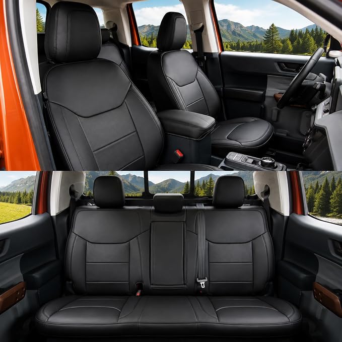 Mabett Seat Covers for Ford Maverick 5-Seat, Interior Protectors fit 2026 2022-2025 Maverick Accessories, Full Protection, Pu Leather (Black)