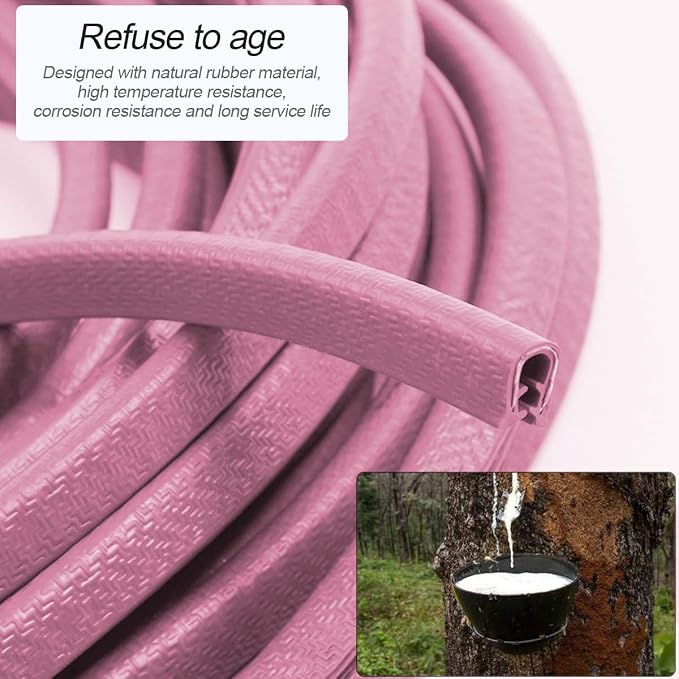 Car Door Protector Edge Guards, Universal Rubber Seal U Shape Car Door Protection, Aluminum Boat Edge Trim Guards No Glue Required, Exterior Accessories Fit for Most Cars (Pink/9.84FT)