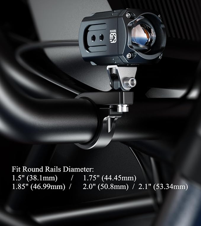 BRCOVAN 2PCS, Metal Light Bar Mounts, Off-Road LED Light Mounting Bracket | Fit for Round Rails / Roll Cage Bars 1.5" 1.75'' 1.85" 2'' 2.1" in Diameter, for Motorcycle ATV UTV Car Boat Truck